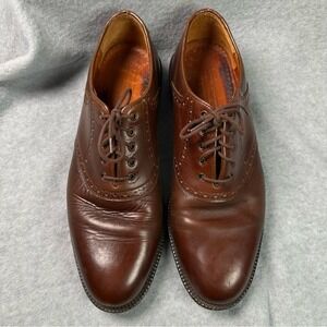 Johnston Murphy Aristocraft Mens Brown Leather Saddle Oxford Dress Shoes